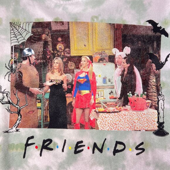 Friends TV Show Halloween Tie Dye Hoodie Sweatshirt Large Green White - Picture 2 of 8